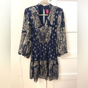 Lilly Pulitzer Joelle silk dress True Navy Metallic Clip Chiffon